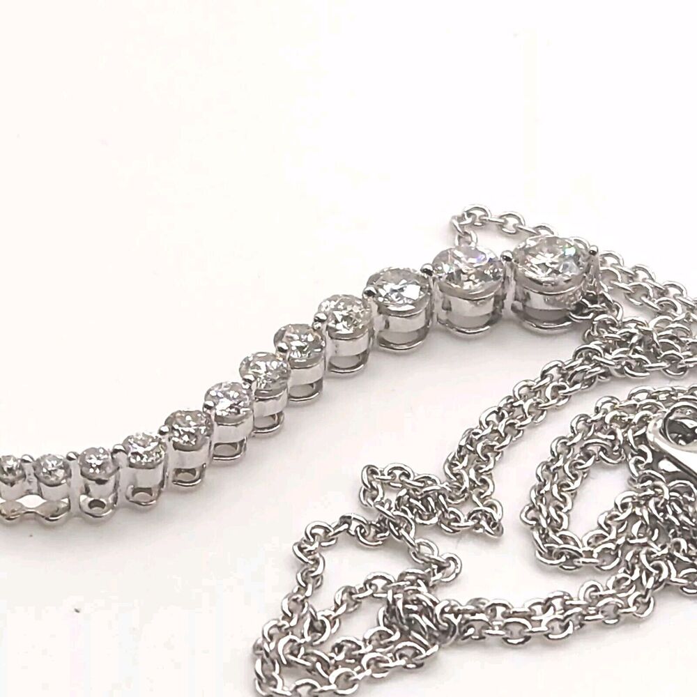 14k White Gold Diamond Tears Shape Pendant 12 Round Diamonds 1 1/2 Ct Necklace View 3